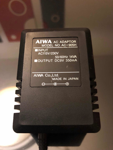 Ac Adaptor Aiwa Model No. Ac905h Made In Japan