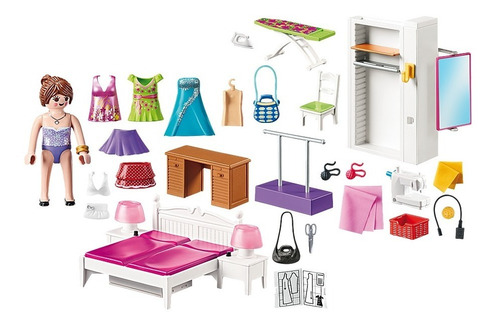 Imagen 3 de 6 de Playmobil Dormitorio Con Rincon De Costura 70208 Edu Full