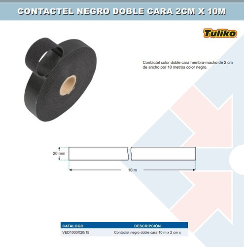 Imagen 3 de 3 de Contactel Negro Doble Cara 2cm X 10m
