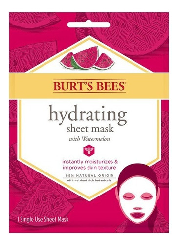 Mascarilla facial para piel normal Burt's Bees Máscara Facial de Tela Sandía 1g y 1mL