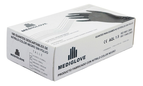 Guantes descartables antideslizantes Mediglove Reforzado color negro talle L de nitrilo x 100 unidades