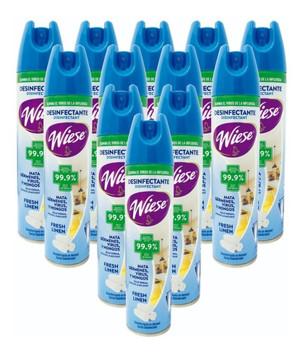 12 Desinfectantes Aerosol Spray Antibacterial Wiese Virus