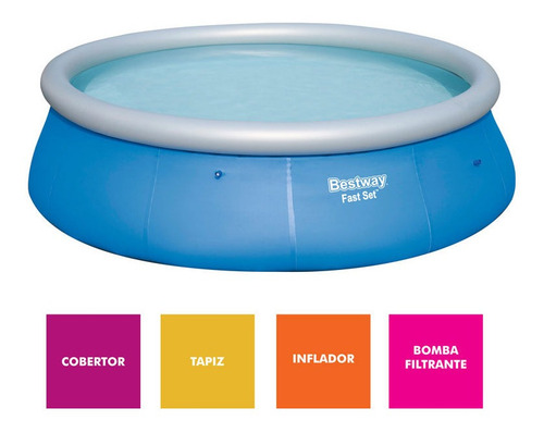 Pileta Lona Inflable 396x84 Bestway Completa 7340 L Cuotas