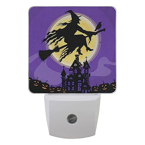 Lámpara Nocturna Bruja Halloween, Set De 2 Sensor Crep...