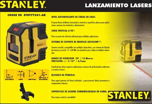 Nivel Láser Autonivelante Stanley Cross 90 + Lineas En Cruz - Niveles -  Medición, Nivelación y Control