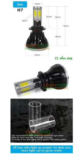Imagen 5 de 8 de Par Ampolleta Led H7 Neblineros Blanco Frio 80w 8000lm