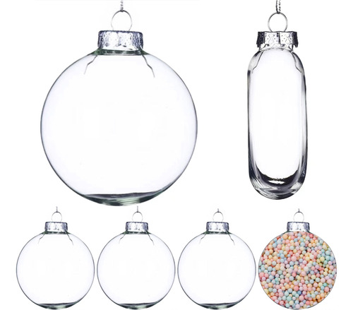 6 Adorno Navidad Vidrio Transparente 3.94  Para Bola