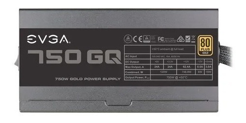 Imagen 2 de 7 de Fuente Para Pc Gamer Evga 750w Gq 80 Plus Gold