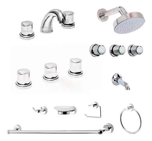 Griferia Baño Completa Set Accesorios Aqualaf Huilen