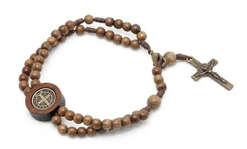 Pulseira Terço Com Cruz São Bento 4mm