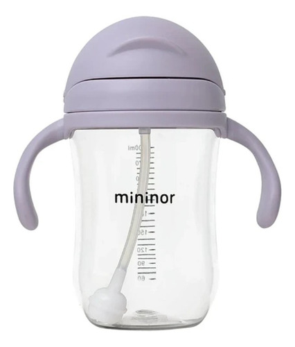 Vaso Con Bombilla Straw Bottle 330ml Mininor Lila