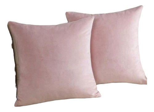 2 Cojines Decorativos 45x45 Sala Recámara Color Rosa Claro Diseño De La Tela Liso