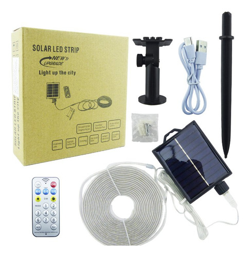 Tira Led Solar De 5 Mts Con Estaca Rgb, Waterproof Y Control