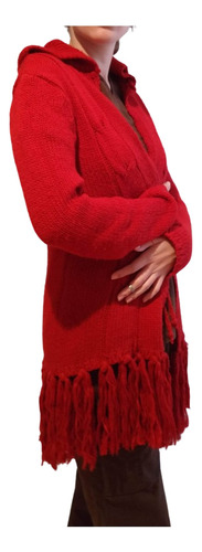 Chaqueta Saco Rojo Flecos Sacon Sweater Tejido Jers Abrigo  