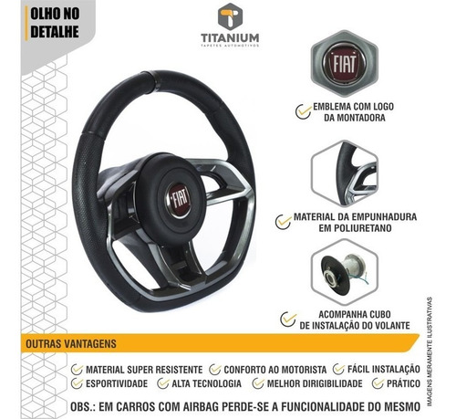 Volante Gti Uno Fire, Novo Uno, Palio Idea C/ Cubo Grafite