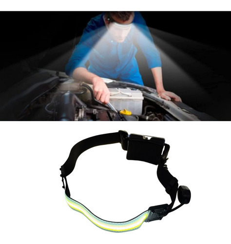 Linterna Vincha Con Luz Led Cob Super Flexible Regulable Blanco Negra