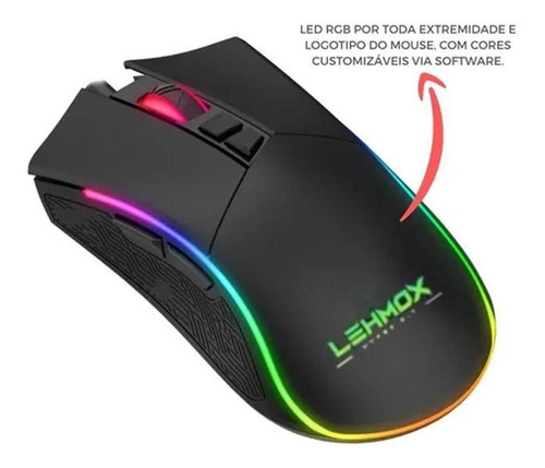 Mouse Gamer Macros Customizáveis Led Rgb 6400 Dpi