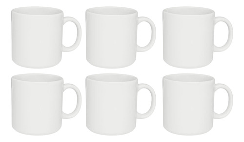 Jogo 6 Canecas Xicara 330ml Chá Cerâmica Az12 Branca Biona Cor Branco