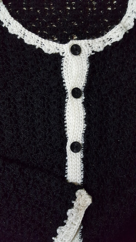 Saco Tejido Crochet Negro Blanco Impecable