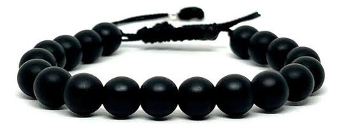 Pulsera Ónix Protectora Energía Positiva Negra Ajustable Negra 45.72 Cm 18 Cm