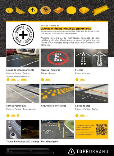 Imagen 7 de 7 de Kit Demarcación Flecha Doble Recta Placa No Pintura Vial
