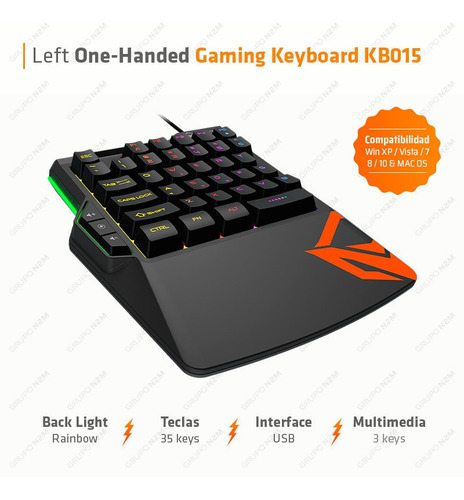 Imagen 2 de 10 de Teclado Gamer Universal 35 Teclas Izquierdo Meetion Mt-kb015
