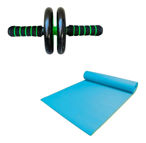 Combo Mat Yoga 4mm +  Rueda Abdominal Doble Pilates Gym C