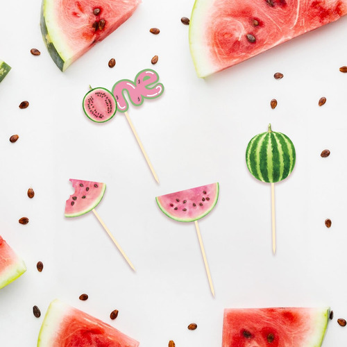 24 Adornos Para Cupcakes De Sandía, Uno En Un Melón, Decorac