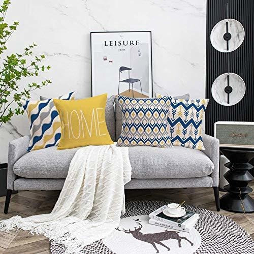 Funda Almohada Geométrica 16x16 Pulgadas Azul Amarillo Gris
