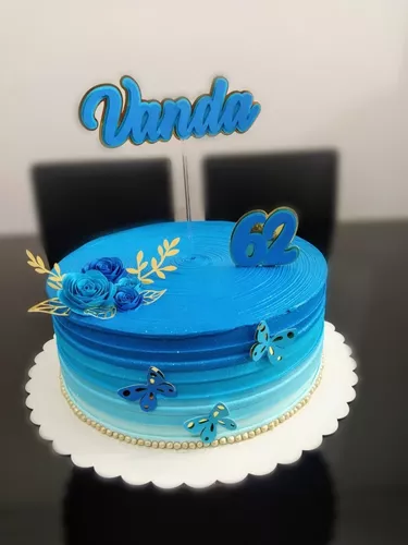 Topo De Bolo Personalizado Aniversário Rosas E Borboletas