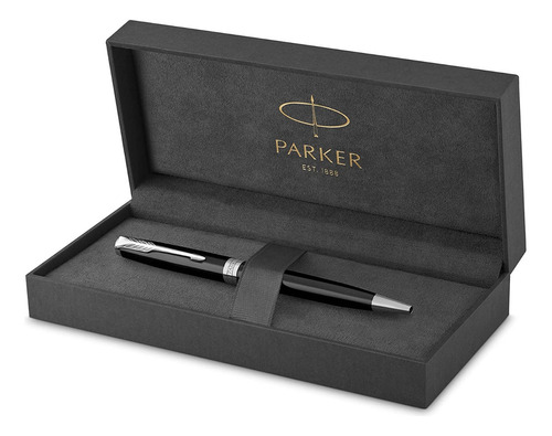 Parker Sonnet Ballpoint Pen, Black Lacquer 1931502 Color de la tinta Negro Color del exterior Negro y Plateado