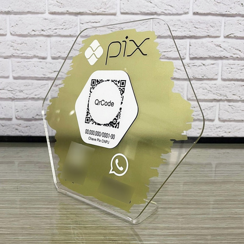 Placa Display Pix Whatsapp Instagram Qrcode Em Acrílico