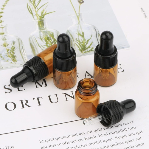 100 Peças 1ml Frascos De Vidro Âmbar Para Óleo Essencial