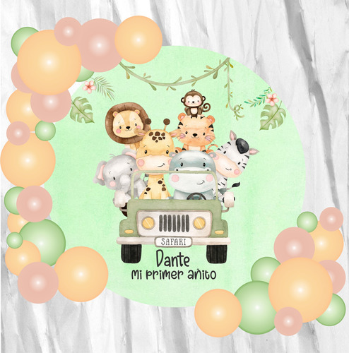 Banner Candy Bar Personalizado Safari Selva 100x100cm