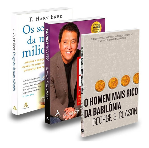 Kit 3livros, Pai Rico+ Os Segr.+ Mente Homem+rico Babilônia