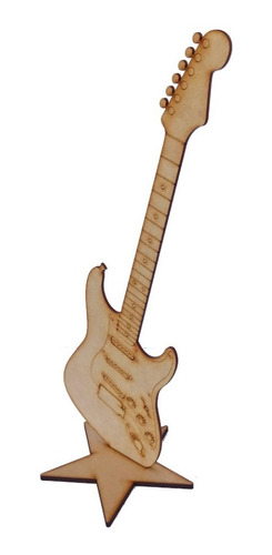 Figura Guitarra Stratocaster Madera Country Recuertido 25 Cm