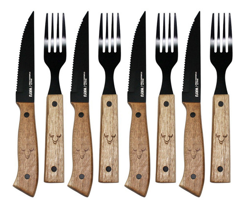 Set De 4 Cuchillos Y 4 Tenedores Wayu Para Asado Loi Chile