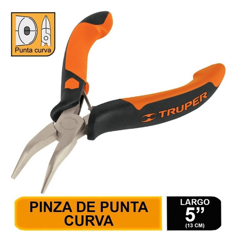 Pinza De Punta Curva 5 , Mango Comfort Grip  Truper  17365