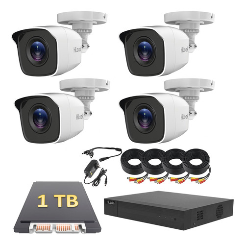 Kit Video Vigilancia Hilook 4 Camaras 1080p 2mp 1 Tb