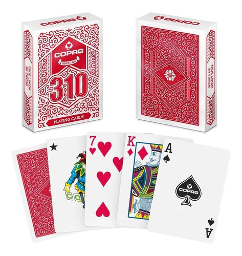 Copag 310 Red Poker Index True Linen B9 + 8 Cartas Gaff