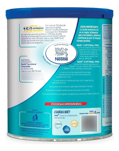 Nestle Nan 3 Optimal Pro Digestivo 800gr Sabor N/a