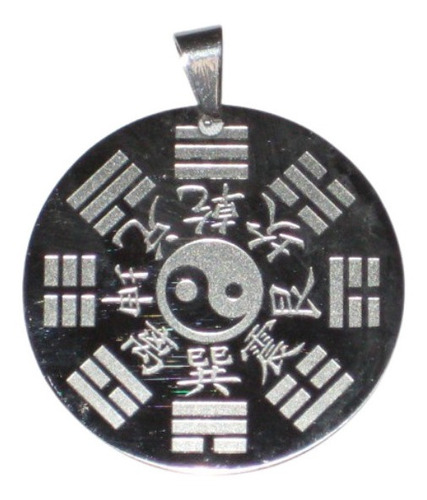 Dije Yin Yang Trigrama I Ching Acero 4cm C/cordon - Fengshui