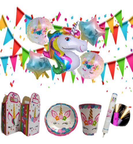 Unicornio Fiesta Infantil Articulos 20 Niños Paq