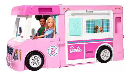 Barbie Camper 3 En 1, Piscina, Bote Y 60 Accesorios Mattel