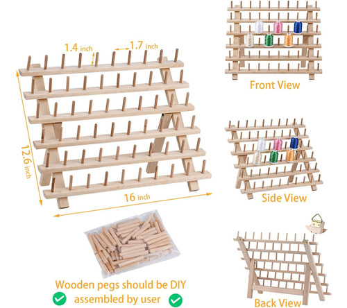 - Soporte De Hilo De Madera, 60 Carretes, Soporte Organ...