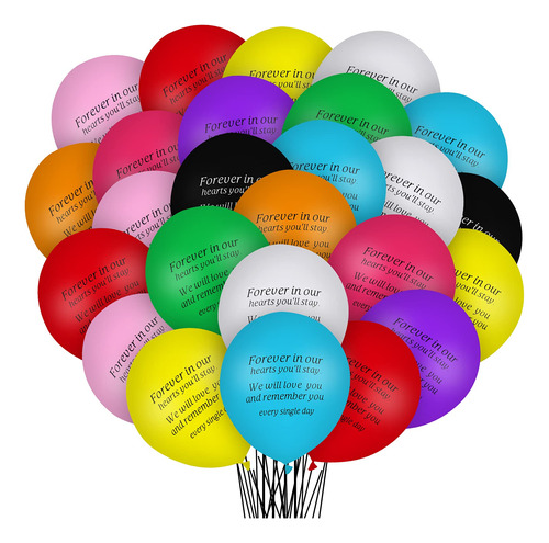 30 Pcs Memorial Balloons Colorful Funeral Remembrance Globos