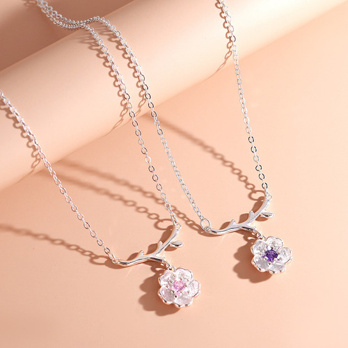 Collar Plata 925 Flores Sakura Cerezo Ciruelo Joyas Mujer