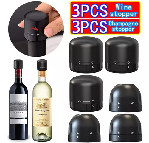 Comprar 1 Juego de tapón para botella de vino, tapón de vino al vacío a  prueba de fugas, tapón de silicona de calidad alimentaria para el hogar,  restaurantes y bares