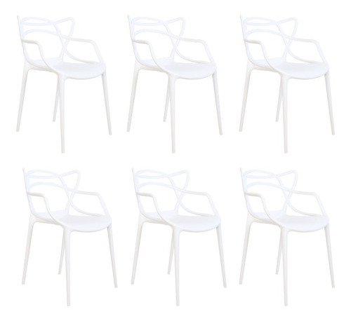 Cadeira de jantar Elidy Allegra, estrutura de cor  branco, 6 unidades