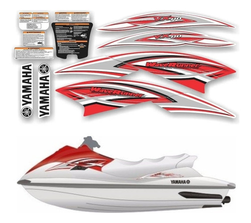 Kit Adesivo Jet Ski Para Yamaha Vx 110 2008 Vermelho 16039